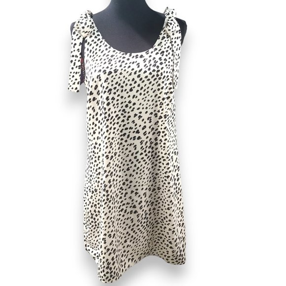 Andree By Unit Cream Cheetah Classy Tie Sleeve Shift Dress - Women's S - Picture 3 of 6